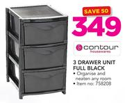 Contour 3 Drawer Unit Full Black