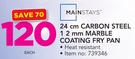 Mainstays 24cm Carbon Steel 1.2mm Marble Coating Fry Pan-Each
