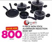 Tissolli 9 Piece Non Stick Aluminium Induction Base Set-Per Set
