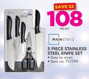 Mainstays 5 Piece Stainless Steel Knife Set-Per Set