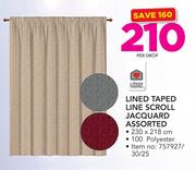 Always Home Lined Taped Line Scroll Jacquard Assorted-230 x 218cm Per Drop