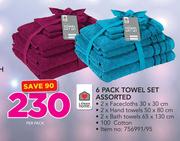 Always Home 6 Pack Towel Set Assorted-Per Pack