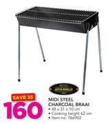 Ketla Midi Steel Charcoal Braai-48 x 31 x 10cm