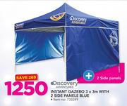 Discovery Adventures Instant Gazebo 3 x 3m With Plus 2 Side Panels Blue