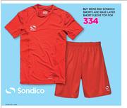 Sondico Mens Red Shorts & Base Layer Short Sleeve Top
