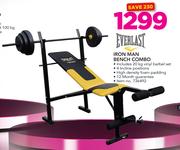Everlast Iron Man Bench Combo Includes 20Kg Vinyl Barbell Set