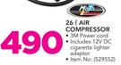Moto Quip 26Ltr Air Compressor Includes 12V DC Cigarette Lighter Adaptor