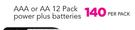 Duracell AAA Or AA 12 Pack Power Plus Batteries-Per Pack