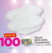 Baby Care Delux Bath With Plug White-Each