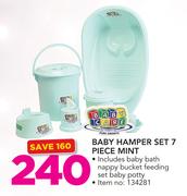 Baby Care Hamper Set 7 Piece Mint Includes Baby Bath Nappy Bucket Feeding Set Baby Potty