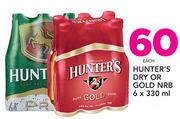 Hunter's Dry Or Gold NRB-6 x 330ml EachHunter's Dry Or Gold NRB-6 x 330ml Each