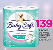Baby Soft 9 Rolos De Papel Higiênico Branco 