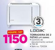 Logik Torradeira De 2 Fatias LPT200NW