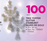 Tree Topper Glitter Starburst Silver Or Gold