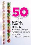12 Pack Baubles Sequin-Per Pack