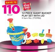 Play Day 12 Piece Giant Bucket Play Set With Lid-Per Set