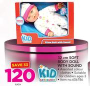 Kid Connection 32Cm Soft Body Doll With Sound