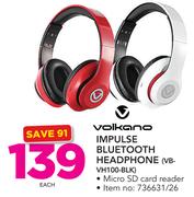 Volkano Impulse Bluetooth Headphone VB-VH100-BLK-Each