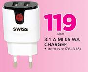 Swiss 3.1A MI Us Wa Charger