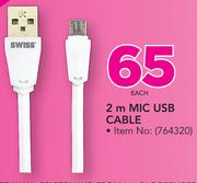 Swiss 2m Mic USB Cable
