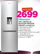 Hisense 299Ltr Metallic Bottom Freezer Fridge H299BME-WD