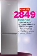 Hisense 359Ltr Metallic Bottom Freezer Fridge H359BME