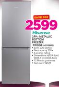 Hisense 299Ltr Metallic Bottom Freezer Fridge H299BME