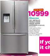 Hisense 720Ltr Metallic French Door Fridge Water Dispenser H720FS-WD