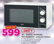 Defy 20Ltr White Manual Microwave MDMO367 WM203