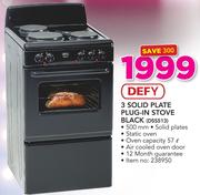 Defy 3 Solid Plate Plug-In Stove Black DSS513