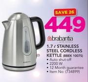 Brabantia 1.7Ltr Stainless Steel Cordless Kettle BBEK 1007S