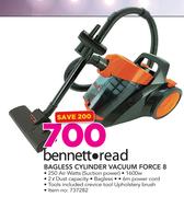 Bennett Read Bagless Cylinder Vacuum Force 8 Including Crevice Tool Upholstery Brush