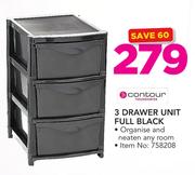 Contour Houseware 3 Drawer Unit Full Black