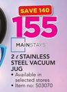 Mainstays 2ltr Stainless Steel Vacuum Jug