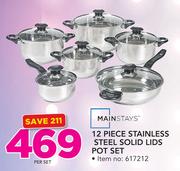 Mainstays 12-Piece Stainless Steel Solid Lids Pot Set-Per Set