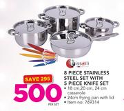 Tissolli 8-Piece Stainless Set With 5 Piece Knife Set-Per Set