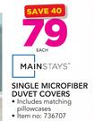 Mainstays Single Microfiber Duvet Covers Including Matching Pillowcases-Each
