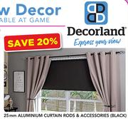 Decorland 25mm Aluminium Curtain Rods (Black) 1m 