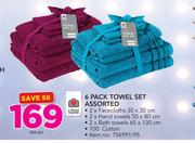 Always Home 6 Pack Towel Set Assorted-Per Set
