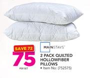 Mainstays 2 Pack Quilted Hollowfiber Pillows-Per Set