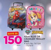 Spider-Man 43cm Blue Or Crawler Trolley Bag-Each