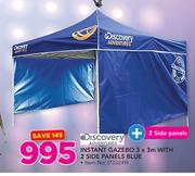 Discovery Adventures Instant Gazebo 3 x 3m With 2 Side Panels Blue