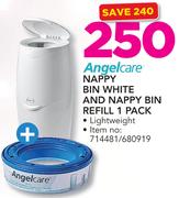 Angelcare Nappy Bin White And Nappy Bin Refill 1 Pack