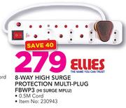 Ellies 8-Way High Surge Protection Multi-Plig FBWP3(HI SURGE MPLU)