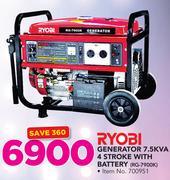 Ryobi Generator 7.5KVA 4 Stroke With Battery(RG-7900K)