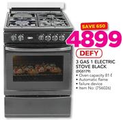 Defy 3 Gas 1 Electric Stove Black DGS179