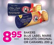 Bakers Blue Label Marie Biscuits Original Or Caramel-200g Each
