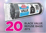 Black Value Refuse Bags-20's Pack