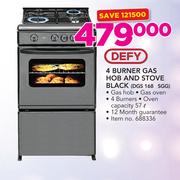 Defy 4 Burner Gas Hob And Stove Black DGS 168 SGG