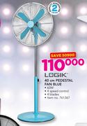 Logik 40cm Pedestal Blue Fan 